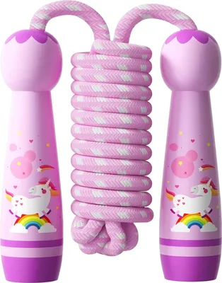 Imagen del producto de Cuerda de saltar ajustable, de 2,5 metros, con mangos de madera, para niños a partir de 5 años, ideal para ejercicio físico
