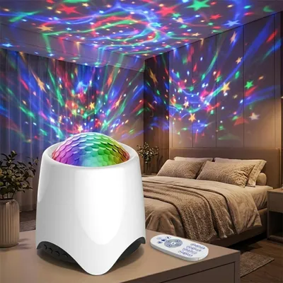 Produktbild von Sternenhimmel Projektor, 3in1 Musik Projektor Nachtlicht mit Bluetooth Lautsprecher & White Noise,56 Dynamische Farb,Baby Kinder Erwachsene Party Deko