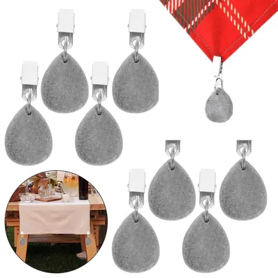 Produktbild von 8er Set Tischtuchbeschwerer aus echtem Marmor, Windschutz Tischdeckenhalter Outdoor, schwer & stabil mit Metallclip für Garten & Terrasse
