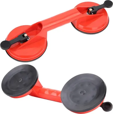 Image de 60 KG Capacité Dual Cup Ventouse double tête Lève-verre - Extracteur de carrelage - Soulever les plaques de verre et les miroirs.