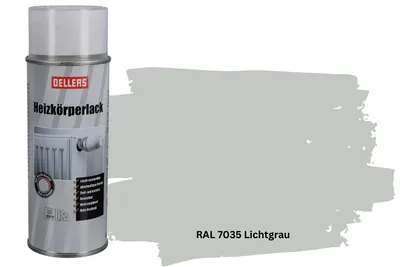 Produktbild von OELLERS Heizkörperlack bewährt Spray RAL 7035 Lichtgrau – 400 ml Sprühlack glänzend | Hitzebeständig, strapazierfähig | Hochdeckende Sprühfarbe