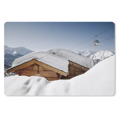 Produktbild von MuchoWow® Mauspad Mousepad Schnee auf einer Hütte in der Schweiz 27x18 cm - Mousepads - Maus Mat - Pad - Mausunterlage - Büroartikel - Desk Matten