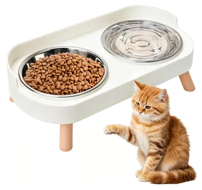 Immagine prodotto di Lettiera per gatti in acciaio inossidabile con paraspruzzi e doppia ciotola per cibo