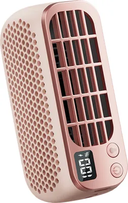 Obrázek produktu pro Přenosný USB ventilátor bez lopatek, malý ventilátor pro domácnost, venkovní, mini ventilátor s nočním osvětlením, 5 rychlostí nastavitelný výkon větru, růžový