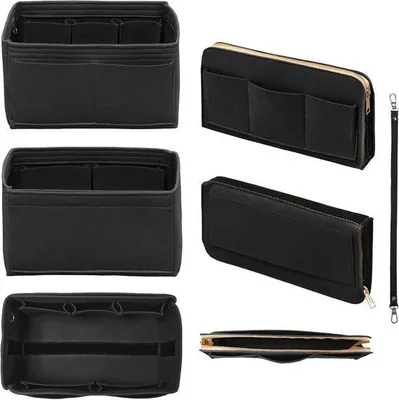 Produktbild von Famanu Portemonnee Organizer Einlage mit Reißverschluss - Filz Organizer für Handtaschen in Schwarz