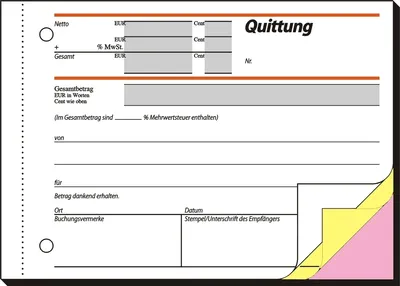 Produktbild von Formularbuch Quittung A6 quer selbstdurchschreibend VE=5x3x40 Blatt