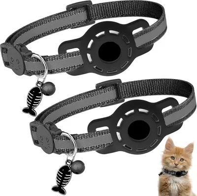 Produktbild von Heikoeco® Apple Airtag Tracker Schutzhülle Anti Verlust, einstellbar, Haustier Positionierung Kragen, Katze reflektierende kleine Fische Anhänger