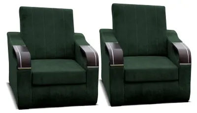 Productafbeelding van Set van 2 fauteuils, model Bergamo, 2-zits, kleur groen, geschikt voor de woonkamer (artikelnummer 17493)