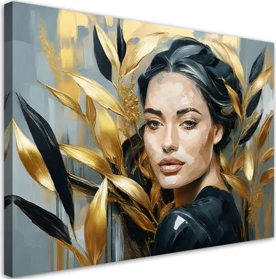 Produktbild von Feeby - Leinwand Bilder - Weiblicher Glamour Gold - 30x20 cm - Deko Wohnzimmer - Wandbilder Schlafzimmer - Deko Aesthetic - Wand Deko - Leinwand Groß - Deko Zimmer - Leinwandbilder XXL