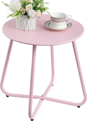 Produktbild von Beistelltisch Outdoor Balkontisch 43x43cm, Rosa Metall Patio Terrasse