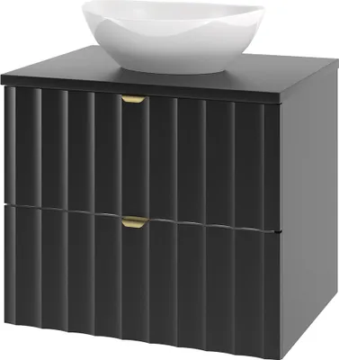 Produktbild von Waschbeckenunterschrank 60 cm breit inkl. Waschbecken in schwarz matt AVOLA-140