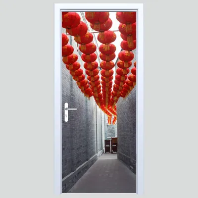 Immagine prodotto di Adesivo per porta in tessuto, strada con lanterne, 340PD