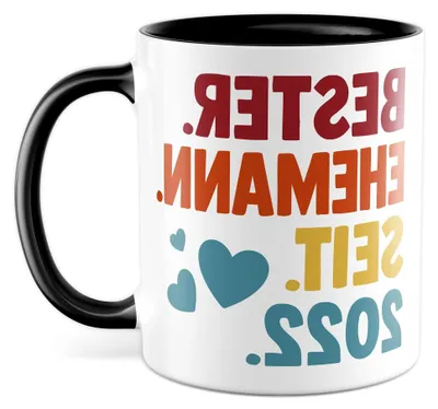Produktbild von Personalisierte Tasse für Ehemänner mit Spruch - Geschenk für den besten Ehemann seit 2022 - Keramikkaffeetasse 330ml - Für Hochzeitstag, Jahrestag und Valentinstag personalisierbar