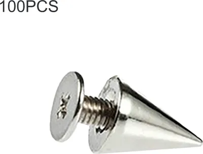 Produktbild von 100 Stück 9,5 mm Punk-Silber-Kegel-Spikes, Schraubbolzen, DIY-Handwerk, coole Nieten