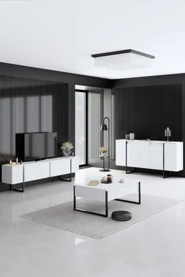 Produktbild von Sada nábytku do obývacího pokoje Luxe - White, Black, Bílá, Černá