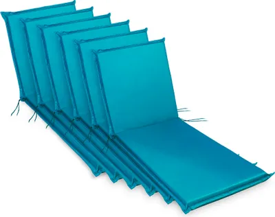 Produktbild von sunnypillow 6 Stück Liegenauflagen 190 x 60  Auflage Polster für Gartenmöbel extra dick 9cm waschbar wasserdicht  Polsterauflagen für Gartenliege Sonnenliege Liegestuhl Kissen  Blau