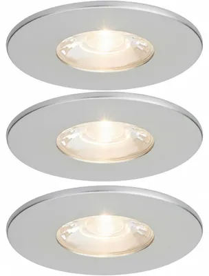 Produktbild von 3er Set LED Einbaustrahler MD-881 – dimmbar, IP44, Ø 70 mm, warmweiß 2700 K, silber | Malmbergs