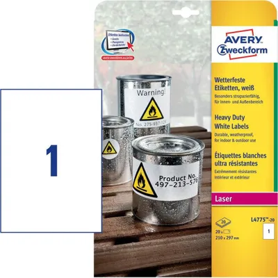 Immagine prodotto di Avery L4775-20 etichetta autoadesiva Rettangolo con angoli arrotondati Permanente Bianco 20 pz