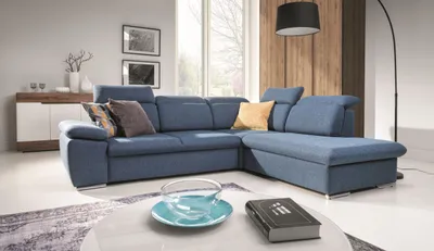 Produktbild von Masseno Ecksofa ROSSI mit Schlaffunktion L-Form, Sofa mit Bettkasten, Wohnzimmersofa, Couch, Soffa, Bettsofa, Couchgarnitur- Blau, RINO 79