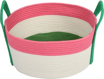 Produktbild von Coockoo Katzenkorb Binge rosa/grün, Maße: 44 x 44 x 20 cm