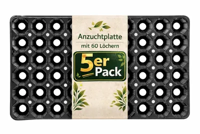 Produktbild von BigDean Anzuchtplatte Pro 5er Pack 60 Pflanzlöcher Ø 4,7 cm Pflanzschale Anzuchtschale Topfplatte 52 x 30 x 6 cm