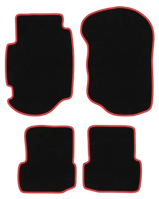 Produktbild von Fußmatten Automatten Velours Schwarz/Rot für Ford Escort MK7 1995-2002 Set 4-tlg