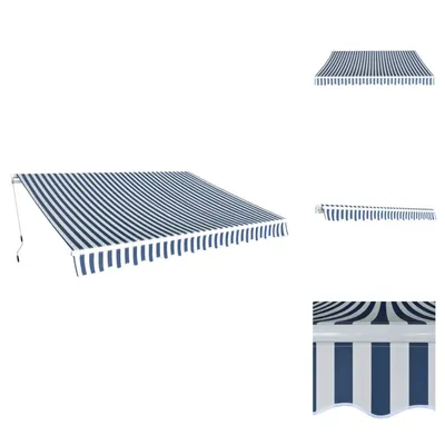 Zdjęcie produktu dla vidaXL markiza ze składanym ramieniem 350 cm niebieska/biała - Markizy