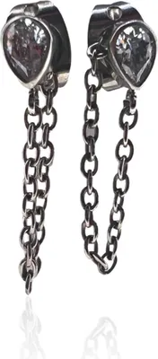 Produktbild von Titan Ohrringe Ohrstecker Ear Jacket in verschiedenen Farben mit Kristalltropfen und Kette Farbe - Silber