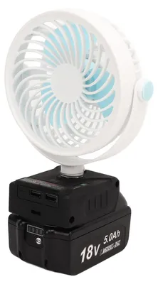 Obrázok produktu pre 5-palcový bezdrôtový ventilátor, nabíjací stolný ventilátor, malý elektrický ventilátor na batérie s 2 USB nabíjacími portami, biela farba