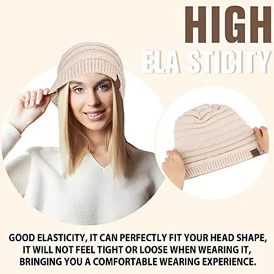 Atmungsaktive gestrickte Wintermütze für Damen und Herren - Slouch Beanie mit Fleece-Futter