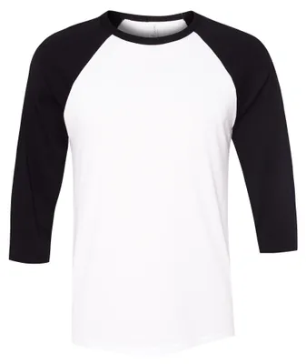 Image de T-shirt de baseball pour homme Canvas, manches 3/4 LT792 (L) (blanc/noir)