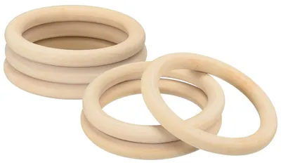 Holzringe 6er-Pack, 90 mm, unbehandelt, glatt, für Makramee, DIY
