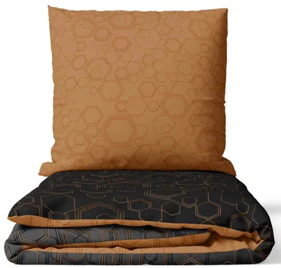Imagen del producto de Elzusha - Juego de ropa de cama de algodón con estampado geométrico