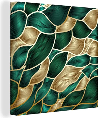 Produktbild von MuchoWow® - Leinwandbilder - Abstrakter Hintergrund mit Gold und Grün, Wandbild, Wanddeko Bilder Wohnzimmer, 20x20 cm