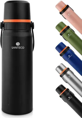 Produktbild von Isolierter Thermosfass 1,2L - Reisfass mit Trinkbecher - BPA-frei - Geisolierter Kaffee- und Teebecher für Kinder, Sport, Schule - 24 Stunden kalt und 12 Stunden warm