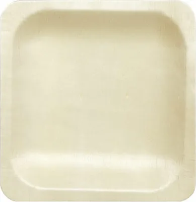 Produktbild von 25x Holzteller Einwegteller aus Pappelholz quadratisch 14.5x14.5cm