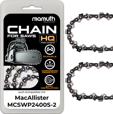 Produktbild von 2x Sägekette Kettensäge 45cm 1,3mm 3/8" 62TG für MacAllister MCSWP2400S-2