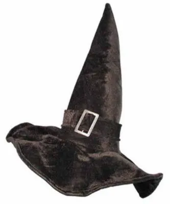 Produktbild von Boland Hexenhut aus schwarzem Samt, 40 cm – Kostümzubehör für Halloween