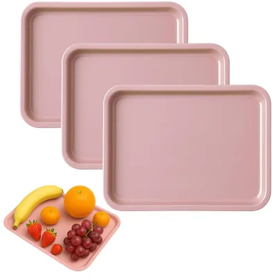 Imagen del producto de Bandejas de servir de plástico, rectangulares, de 3 piezas, de 24,8 x 17,8 cm, para la cocina