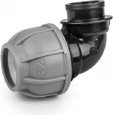 Produktbild von PE-Rohrwinkel 50 mm 90° Innengewinde 6/4" (11/2") Bradas