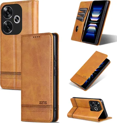 Produktbild von Leder Hülle für Xiaomi Redmi Turbo 3, Klapphüllen Brieftasche Magnetverschluss Ständer Schutzhülle Gelb