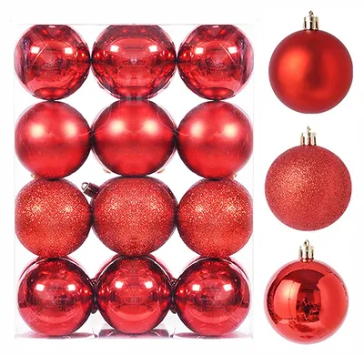 Weihnachtskugeln 24 Stück, 3 cm, bruchsicher, rot