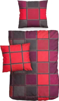 Produktbild von Renforce Bettwäsche Baumwolle Kariert Rot 155x220 80x80cm: 4tlg.