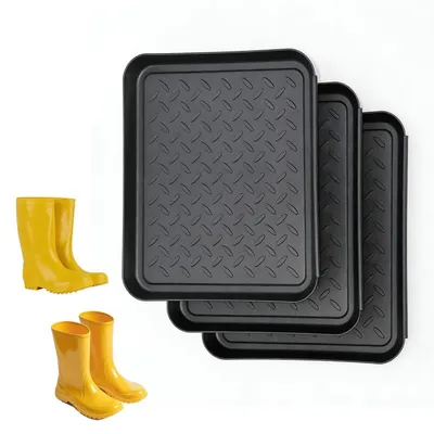Produktbild von Schuhabtropfschale 3er Set, wasserdichte Schuhwanne, schwarz, 35x27x3 cm