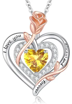 Produktbild von Halskette Damen Doppel Herz Rose Blume 925 Sterling Silber Gravur