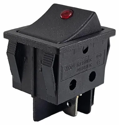 Produktbild von Wippschalter, 4 Pin 16A 250VAC 30x22mm Wippe mit roter Punktbeleuchtung