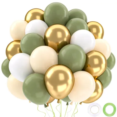 52 Ballons Grün Weiß Gold Latex 12 Zoll für Party