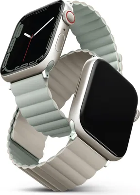 Produktbild von Uniq Revix Apple Watch Series 1/2/3/4/5/6/7/8/9/Se/Se2 Armband 38/40/41 Mm. Wendbar, Magnetisch, Grn-Beige/Salbei-Beige