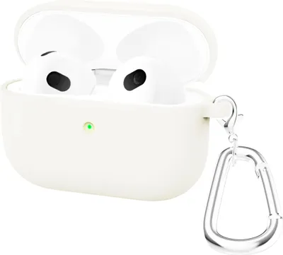 Produktbild von subtel Tasche kompatibel mit Apple AirPods 3 Silikon Schutzhülle Tasche Flip Cover Case Etui weiß