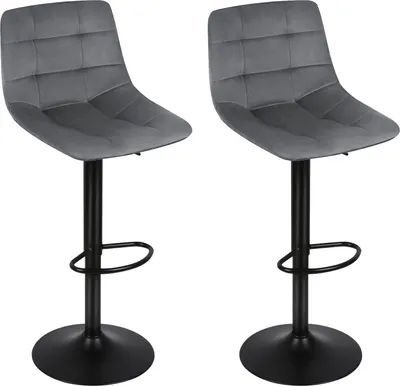 Produktbild von 2er Set Barhocker Barstuhl mit Rückenlehne höhenverstellbar & 360° drehbar, Samt und Metall
